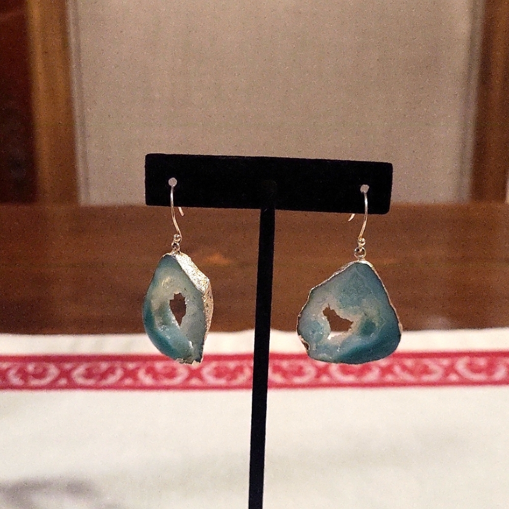 Drusy earings, organic natural stones